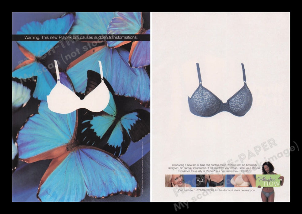 Playtex 1990s Print Advertisement Ad (2 pages) 1999 Playtex Now Lingerie Fetch the Paper!