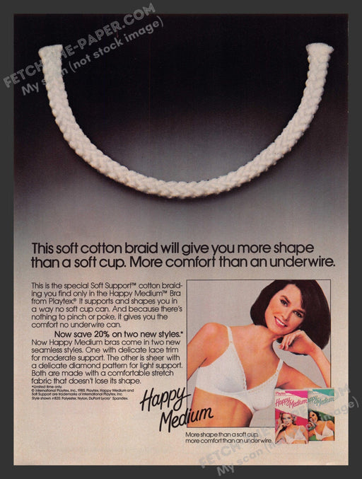 1985 Print Advertisement Playtex Happy Medium Bra Lingerie 1980s Ad.