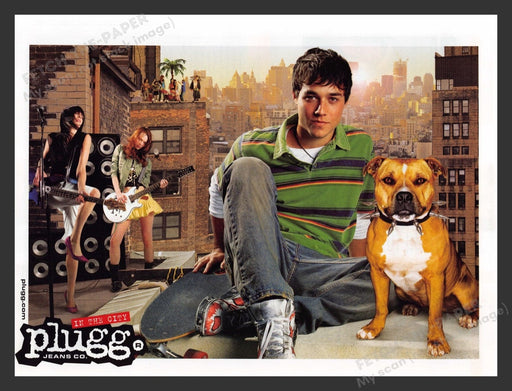 2005 Plugg Jeans In the City Pitbull Dog Print Advertisement Ad