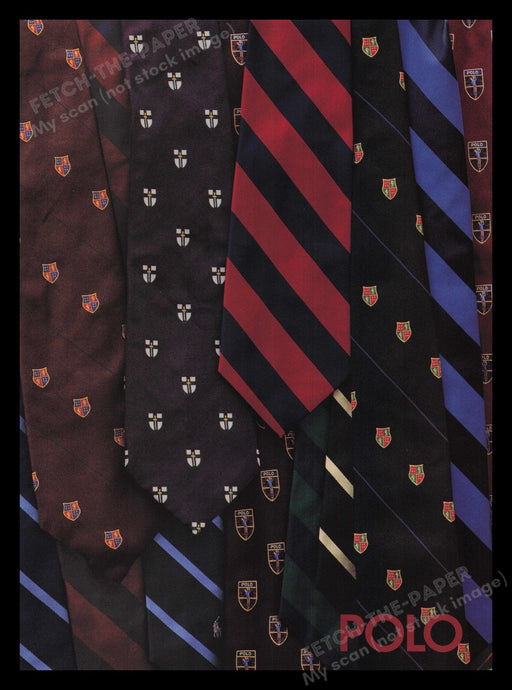 Polo Ties 1990s Print Advertisement 1995 Tie Promo Colors Fetch the Paper!