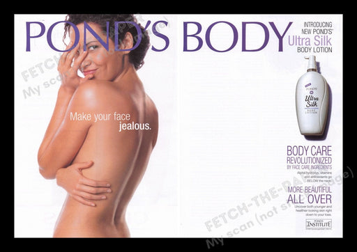 Pond's 1990s Print Advertisement Ad (2 pages) 1998 Body "Make Your Face Jealous" Fetch the Paper!