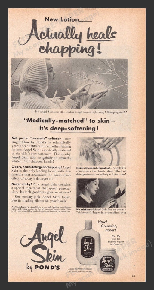 1956 Pond's Angel Skin Print Advertisement Ad