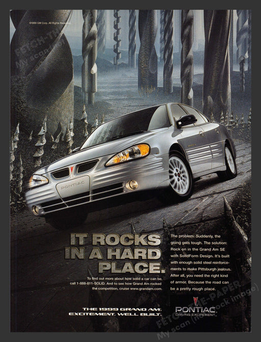 1999 Pontiac Grand Am SE Drill Bit Landscape Print Advertisement Ad.