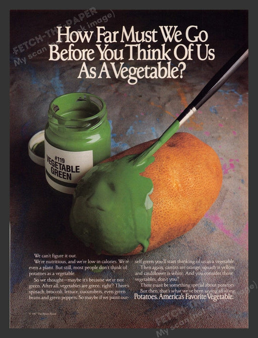 1987 Potatoes "America's Favorite Vegetable" Print Advertisement Ad
