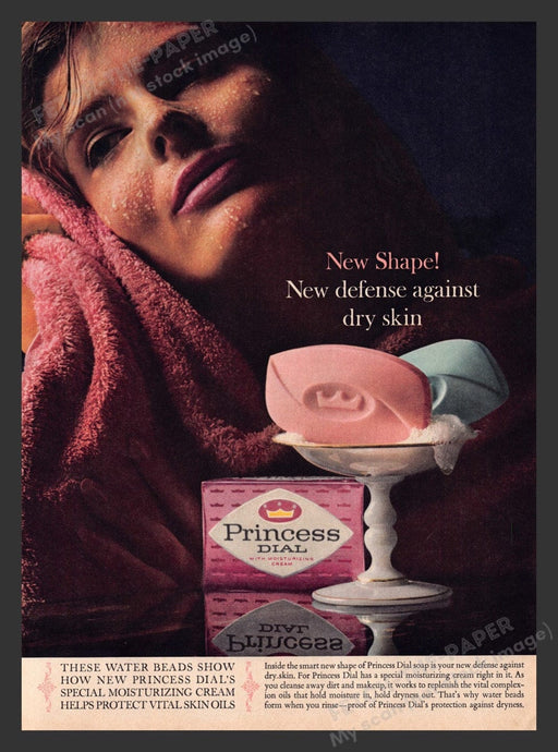 1964 Princess Dial Soap "New defense against dry skin" Print Advertisement Ad