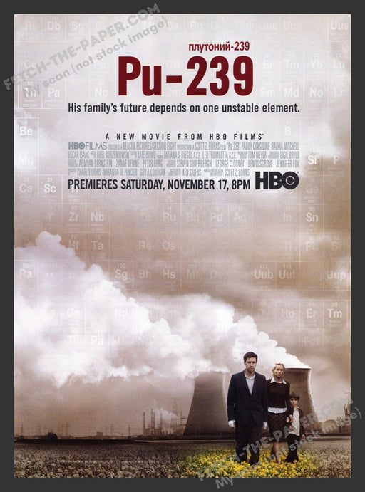 2007 Print Advertisement Pu-239 HBO Films T.V. Show Ad.