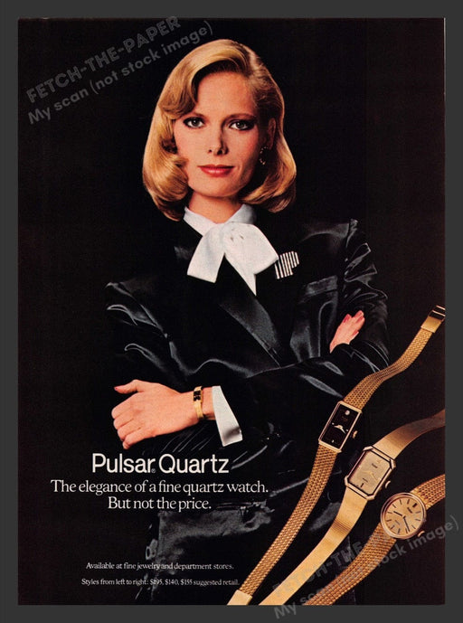 1983 Pulsar Quartz Watch Executive Looking Woman Print Advertisement Ad