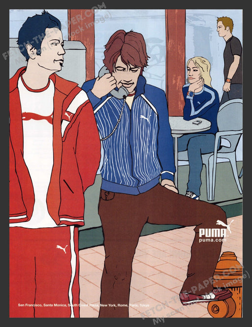 2002 Puma Clothing Shoes Cafe Illustration Street Print Advertisement.