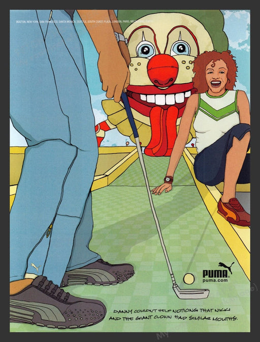 2002 Puma Clothing / Shoes Put Put Golf & Clown Print Advertisement Ad
