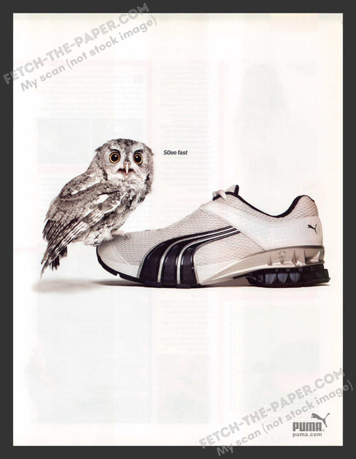 2005 Print Advertisement Puma Shoes with an Owl Ad.