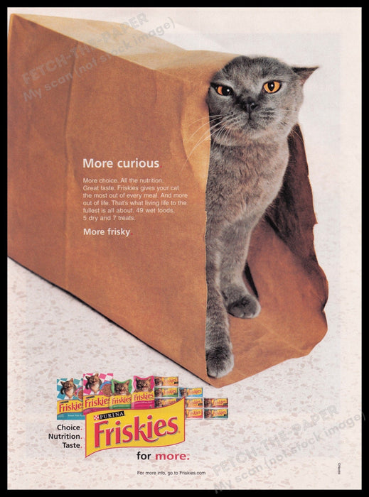 Purina Friskies 2000s Print Advertisement Ad 2003 Fetch the Paper!