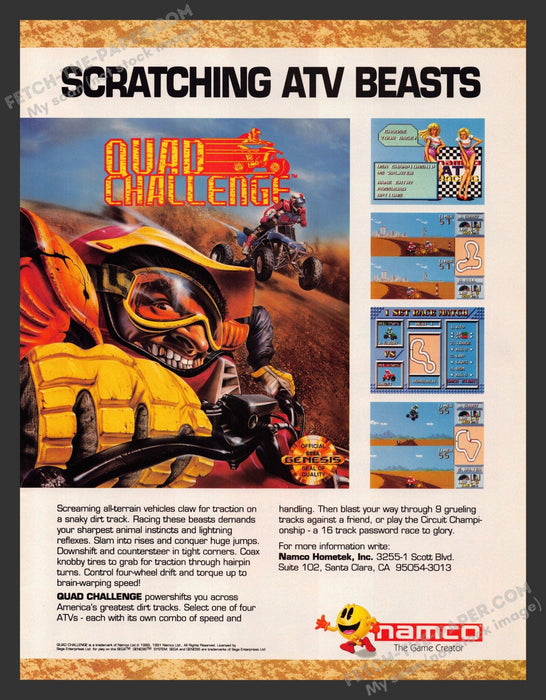 1991 Print Advertisement Quad Challenge Video Game Ad.