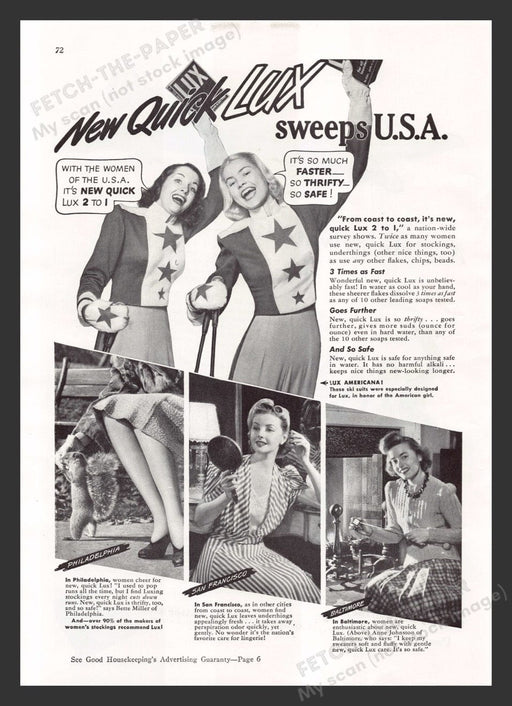 1941 Quick Lux Soap Detergent Print Advertisement Ad