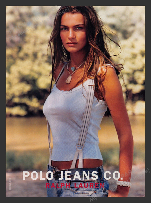 Ralph Lauren 2000s Print Advertisement 2003 Polo Jeans Suspenders Sweet Model Fetch the Paper!