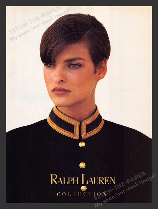 1990 Ralph Lauren Collection Model: Linda Evangelista Print Advertisement Ad