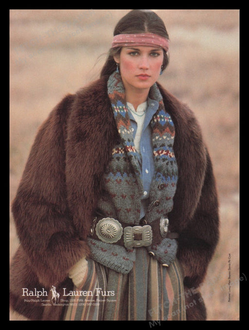 Ralph Lauren Furs 1980s Print Advertisement Ad 1981 Kristin Clotilde Fetch the Paper!