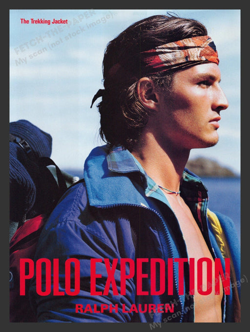 Ralph Lauren Polo Expedition Hunky Male Model 1990s Print Advertisement 1993 Fetch the Paper!