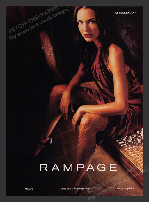 Rampage 2000s Print Advertisement Fish Net Stockings Roosevelt Field Fetch the Paper!