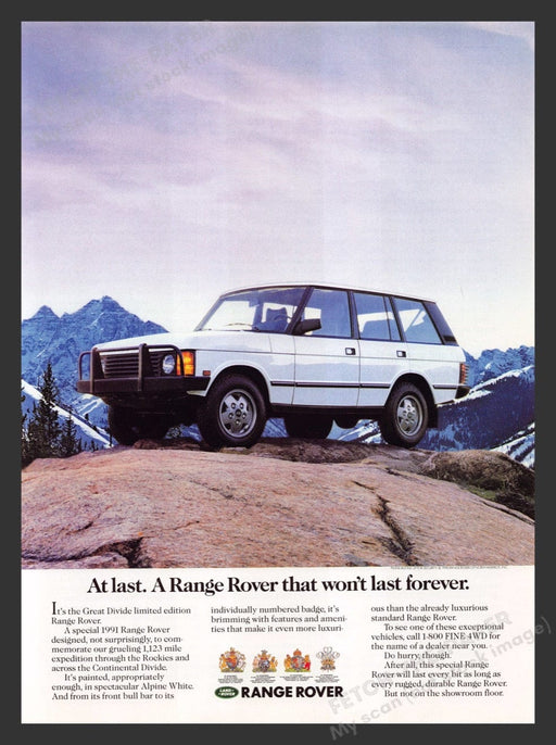 1990 Range Rover Great Divide Limited Edition Print Advertisement Ad