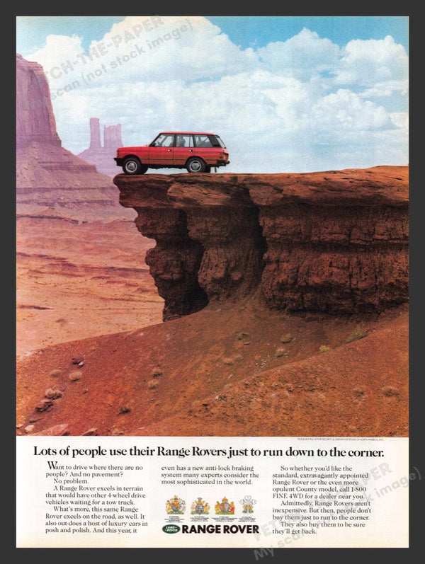 Range Rover Red Rock Bluff 1980s Print Advertisement Ad 1989 — Fetch ...