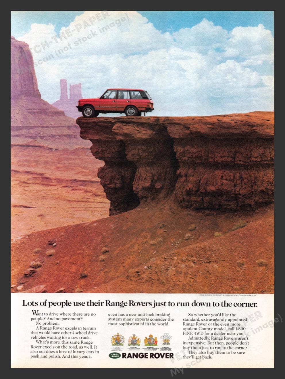 Vintage 1989 Range Rover Ad - Red Rock Bluff Print — Fetch-the-Paper