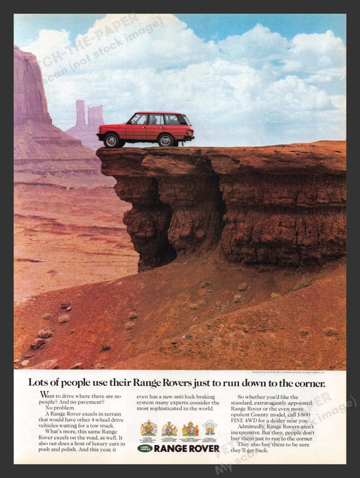 1989 Range Rover Red Rock Bluff Print Advertisement Ad