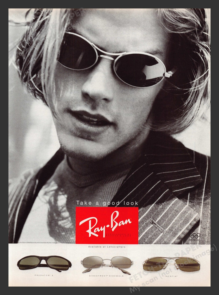 Ray-Ban Sexy Male Model Sunglasses 1990s Print Advertisement 1996