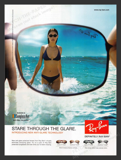 1999 Ray Ban Sunglasses Sexy Bikini Print Advertisement Ad.