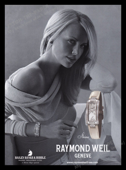 Raymond Weil Watch 2000s Print Advertisement Ad 2006 Charlize Theron Fetch the Paper!