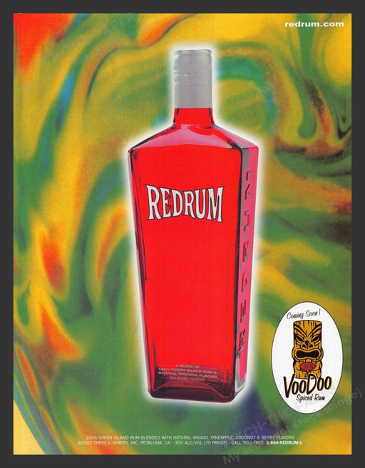 2002 Redrum VooDoo Spiced Rum Alcohol Print Advertisement.