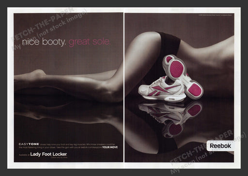Reebok 2000s Print Advertisement (2 pages) 2009 Shoes "Nice Booty. Great Sole." Fetch the Paper!