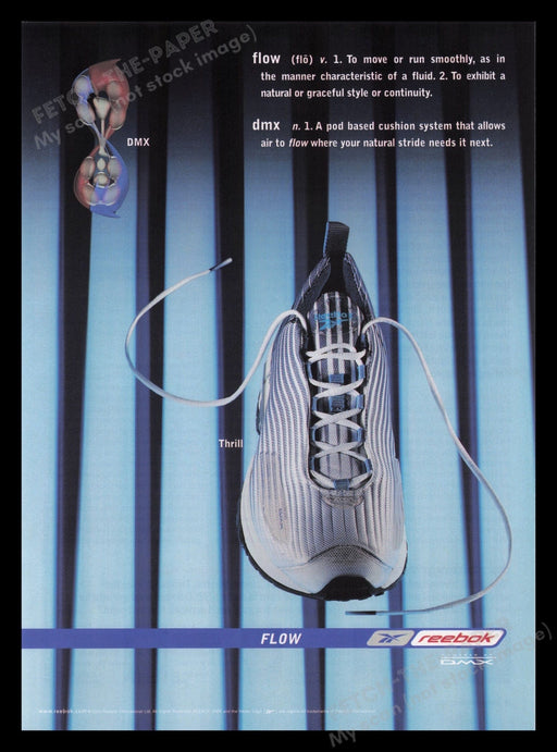 Reebok 2000s Print Advertisement Ad 2000 Flow DMX Shoes Promo Fetch the Paper!