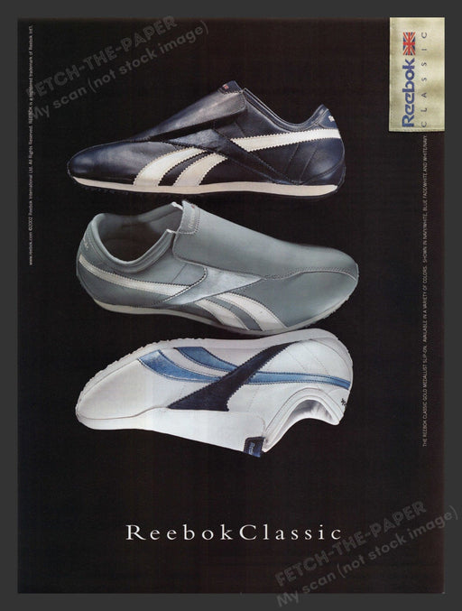 2002 Reebok Classic Shoes Gold Medalist Slip On Print Advertisement Ad.