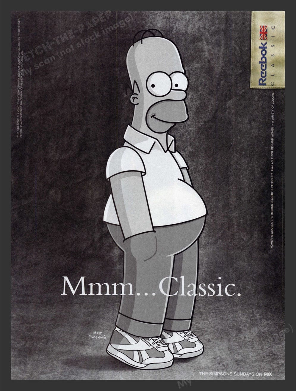Reebok Classic Supercourt Shoes Homer Simpson Ad 2003 — Fetch-the-Paper