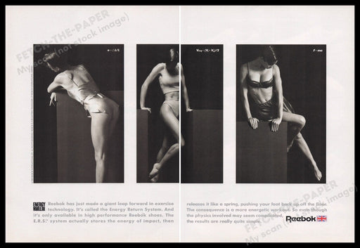 Reebok Energy Return System 1980s Print Advertisement (2 pages) 1989 Shoes Fetch the Paper!
