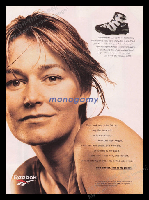 Reebok Shoes 1990s Print Advertisement Ad 1996 BodyMaster II Woman Athlete Fetch the Paper!