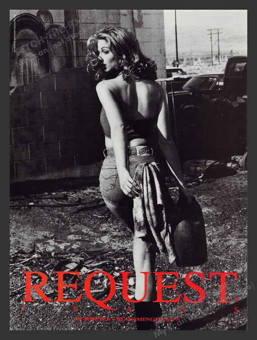 Request Jeans Car Mechanic Chick 1990s Print Advertisement Ad 1993 Fetch the Paper!
