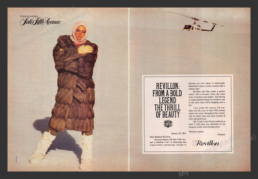 1984 Revillon Furs and Saks Fifth Avenue  Print Advertisement (2 Pages)