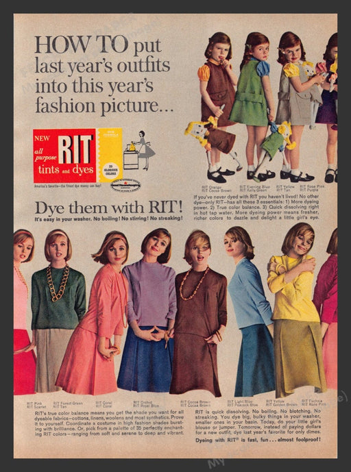 1963 Rit Tints and Dyes for Clothing Print Advertisement Ad