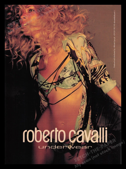 Roberto Cavalli 2000's Print Advertisement Ad 2004 Lingerie Blonde Jungle Print Fetch the Paper!