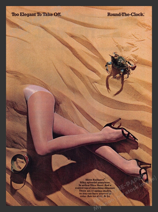 1981 Round-the-Clock Hosiery Sand Long Sexy Legs Print Advertisement Ad