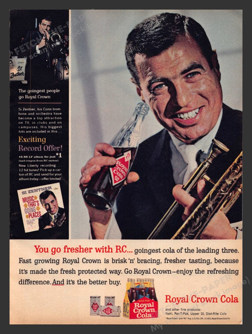 1963 Royal Crown Cola Si Zentner Print Advertisement Ad