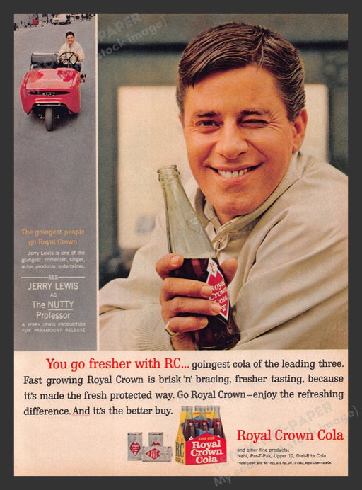 1963 Royal Crown Cola with Jerry Lewis Print Advertisement Ad