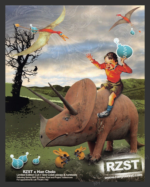 2007 RZST x Han Cholo Clothing Rhino Print Advertisement Ad.