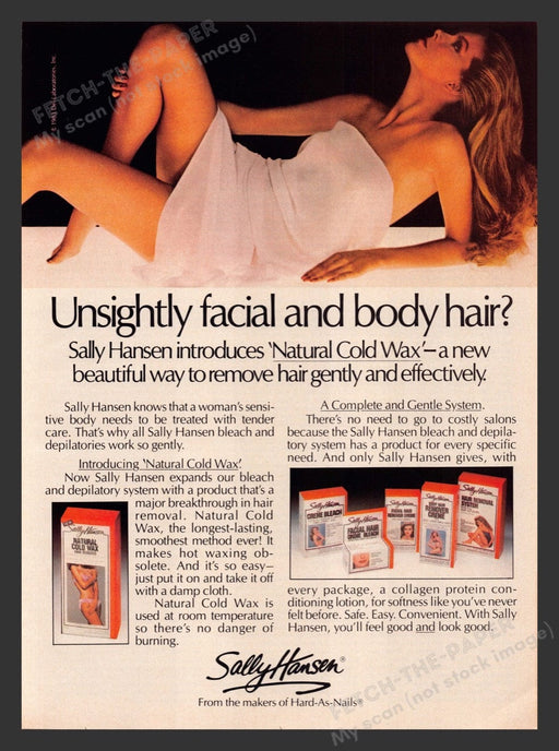 1983 Sally Hansen Natural Cold Wax Hair Remover Print Advertisement Ad