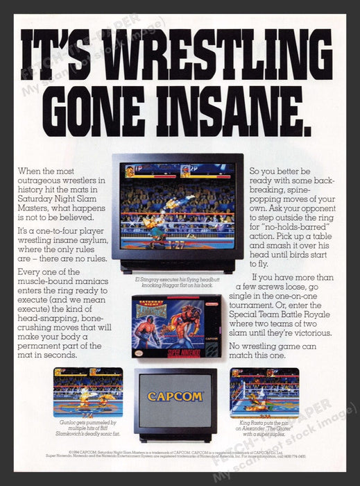 1994 Saturday Night Slam Masters Video Game Print Advertisement