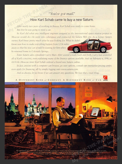 1999 Saturn SC2 Moscow Kremlin Print Advertisement Ad