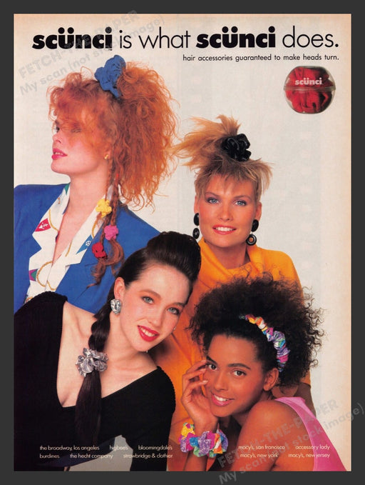 1987 Scunci Hair Accessories Scrunchie Print Advertisement Ad