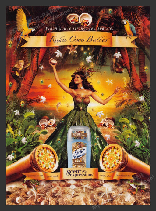 Secret Platinum Kuku Coco Butter Promo 2000s Print Advertisement 2008 Fetch the Paper!