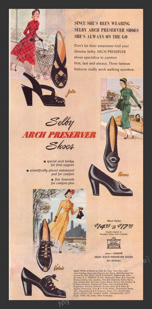 1948 Selby Shoes Arch Preserver Print Advertisement Ad